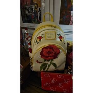 Disney Loungefly Beauty and the Beast Belle Rose Mini Backpack & matching pen